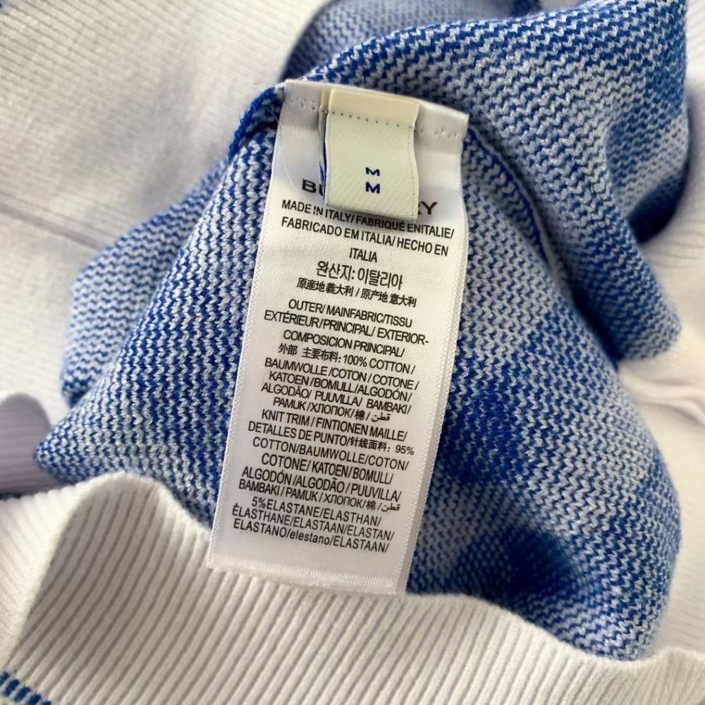 Burberry Blue and White Checkered Crewneck Sweater - Picture 8 of 9